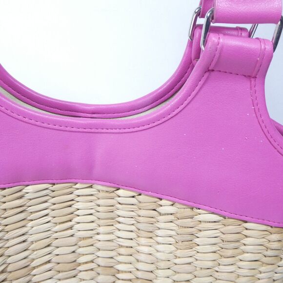 Banana Republic Pink Woven Straw Purse Summer 2005 Vintage Y2K - Picture 3 of 11